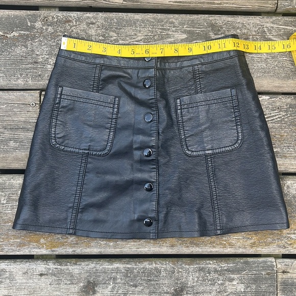 Pleather Button Up Mini Skirt - Picture 3 of 7